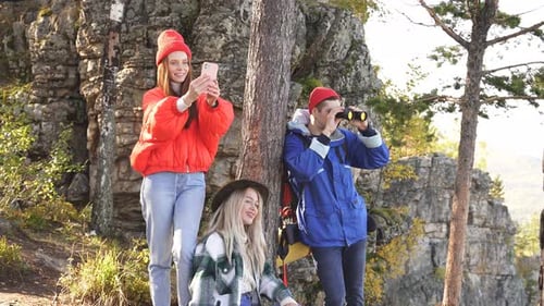 Carefree Travellers Enhoy the Beauty of Nature