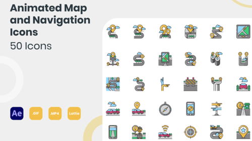 Animated Map and Navigation Icons