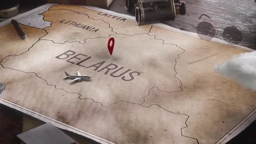 Vintage Travel World Map Country Belarus Location