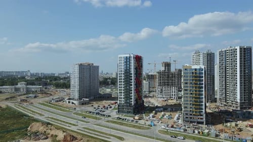 Construction site for a new city block.