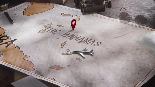 Vintage Travel World Map Country Bahamas Location