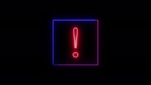 Sinal de exclamação brilhante com luz de néon. sinal de néon brilhante em preto. Vd 14