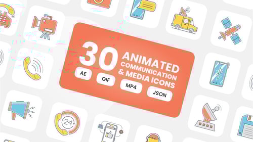 Animated Communication and Media Icons