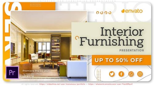 Apresentação de interiores e móveis