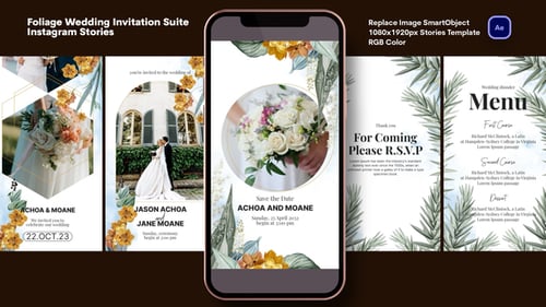 Foliage Wedding Invitation Suite Instagram Stories