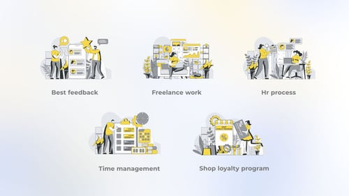 Freelance Work - Yellow Gray Flat Illustration