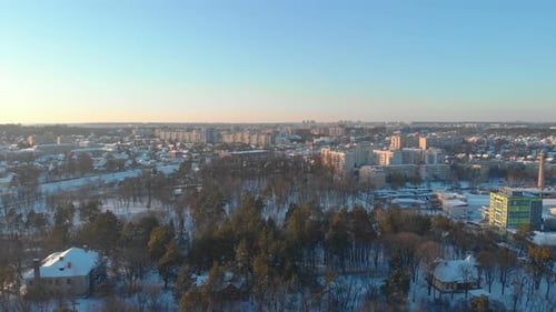 Aerial Cityscape Winter
