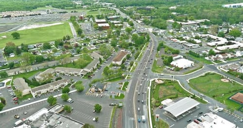 Top Down Aerial View of an Urban Area in a Small Town in Bensalem Pennsylvania