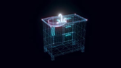 Marmor-Waschbecken mit Hologramm, rotierend