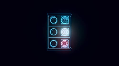 Paper Cups Under Dispenser Hologram Rotating In Blue Hd