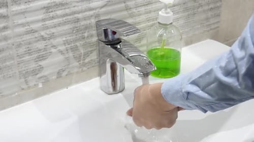 Coronavirus Pandemic Prevention Wash Hands with Soap or Using Hand Sanitizer Gel