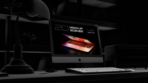 Dark Desktop Computer Mockup Kit