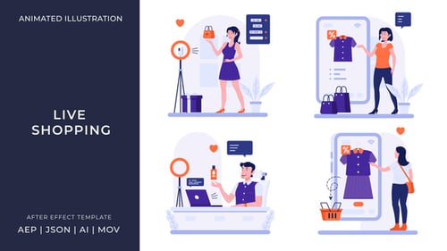 Live Shopping Animated Illustration | After Effects