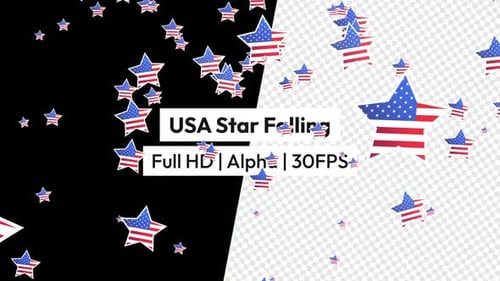 United States America USA Star Falling with Alpha