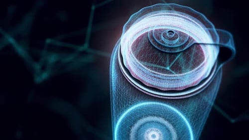 Water Bottle Or Thermos Hologram Close Up 4k