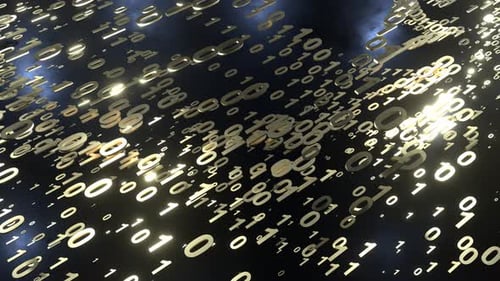 4K Artistic infographics binary numbers rotation. Technology Network Data Connection