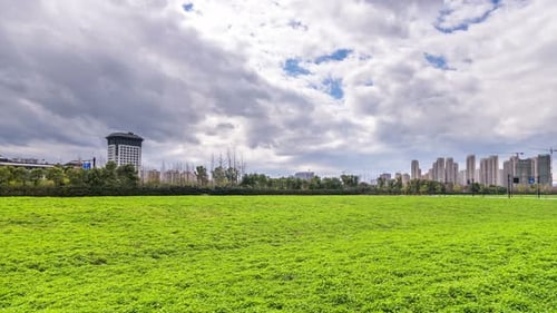 Timelapse of city skyline from day to night in hangzhou china
