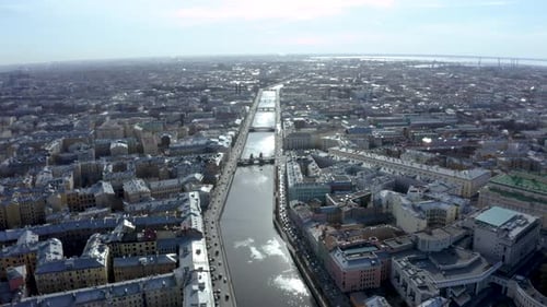 Aerial View at Fontain River and Canals of St. Petersburg