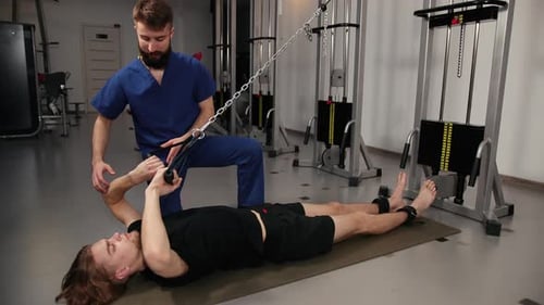 Patient Doing Exercise During Physiotherapy Session in Clinic