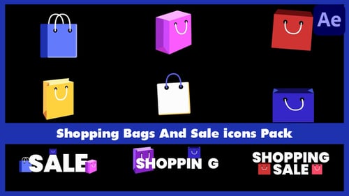 Shopping Bags And Sale Icons Pack for After Effects
