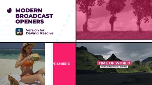 Modern Broadcast Openers for DaVinci Resolve