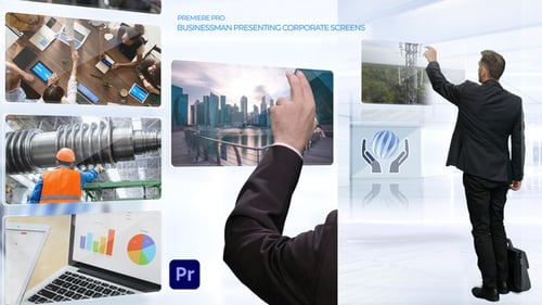Businessman Presenting Corporate Screens
