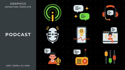 Podcast graphic animation template | After Effects