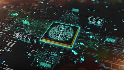 Computer Chip Over Circuit Background 836