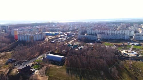 Picturesque Cityscape with Apartment Buildings on Sunny Day