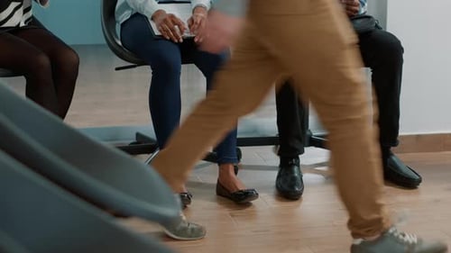 Nervous Work Candidates Sitting in Queue and Waiting