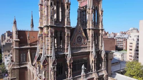 Elevation aerial view of gothic architectural style, church of capuchinos, sacred heart of Jesus, re
