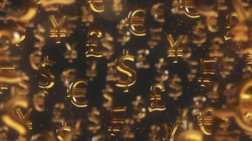 Gold Financial Background - World Currencies Signs