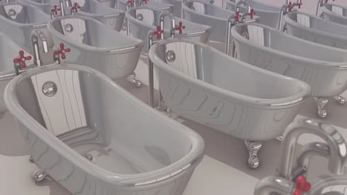 A Lot Of Bathtubs In A Row 4k
