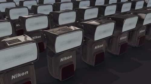 a lot of flash lamps in a row 4k