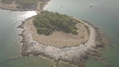 Picturesque Peninsula of Volcanic Origin in Mediterranean Sea. Flat Color