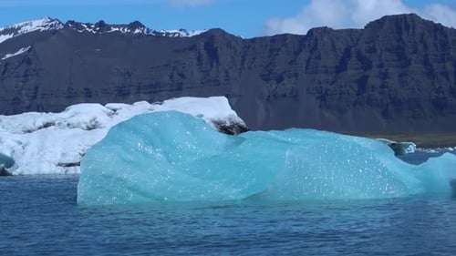 Riding the boat on the Jokulsarlon lake in Iceland
