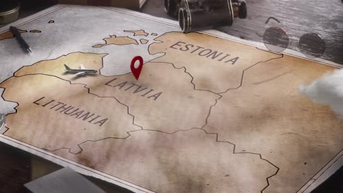 Vintage Travel World Map Country Latvia Location