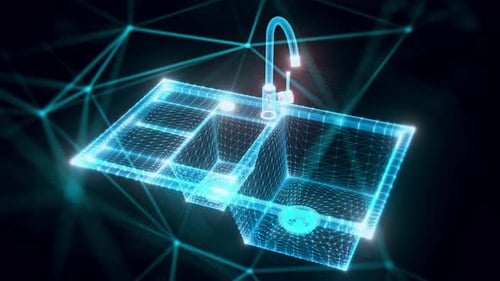 Küchenspüle Hologramm Close Up 4k