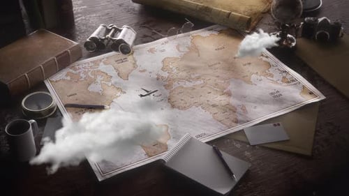 Vintage Travel World Map Country Norway Location