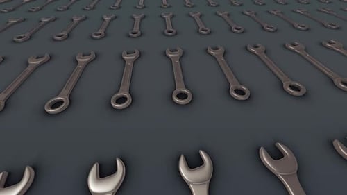 Multiple Industrial Wrenchs In A Row Hd