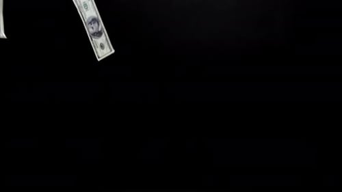 Flying One Hundred Dollars Banknotes on Black Studio Background Scattering Money Everywhere 100