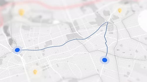 Gps city map navigation with route stock