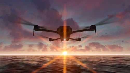 Drone Above The Sea At Sunset