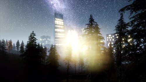 Arranha-céus da cidade à noite