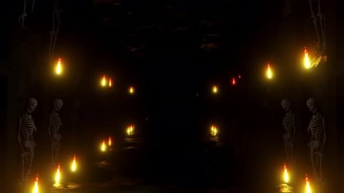 Dunkle Nacht in der Höhle Horror-Skeleton 01