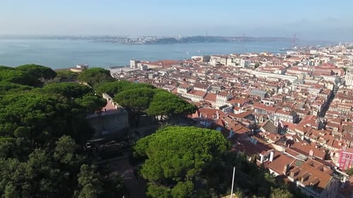 Flying over Lisbon City Centre, Portugal