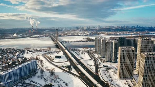 Sunny Winter Day in City