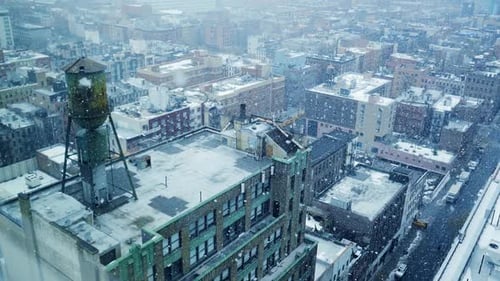 Heavy Snow Fall in the City in December Christmas Time