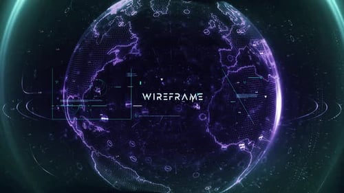 Digital Data Particle Earth Wireframe