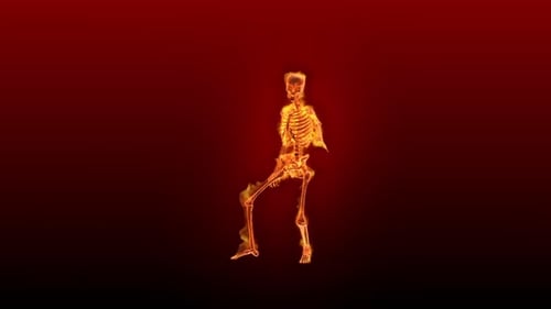 Fiery 3D Skeleton Hot Dance Looped on Red